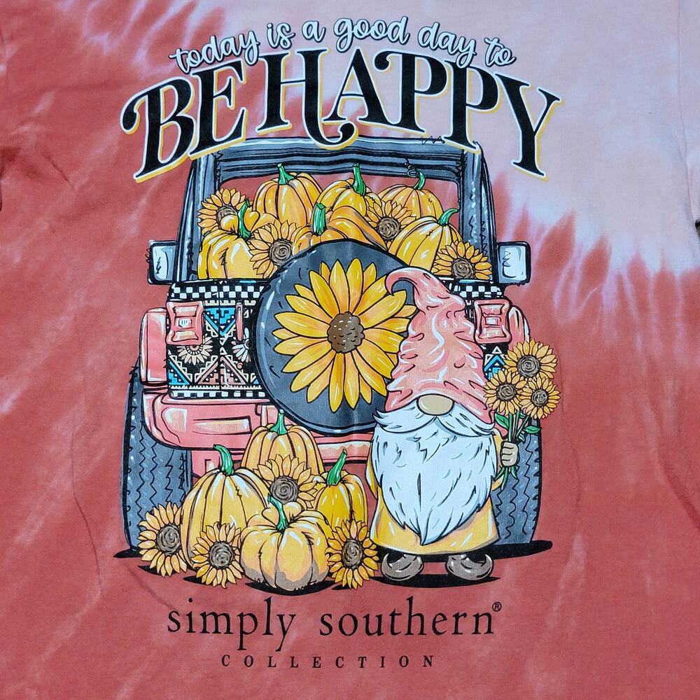 Simply Southern Youth LS Peach Tie-Dye Pumpkins & Sunflowers Sweatshirt - YM - Picture 2 of 5